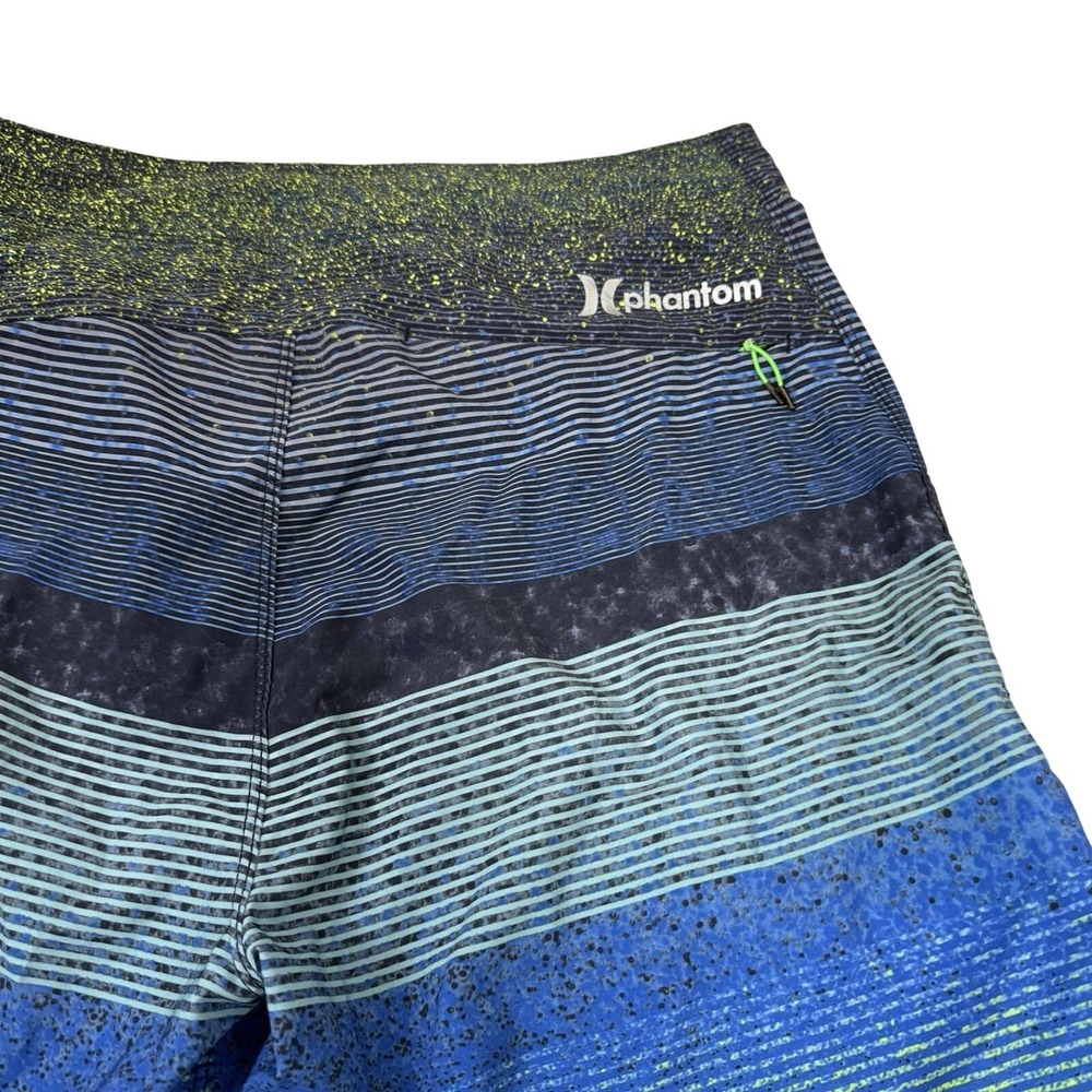 Hurley Phantom Board Shorts Mens 29‎ Blue Green Striped Surf Swim Trunks Stretch - Picture 4 of 7
